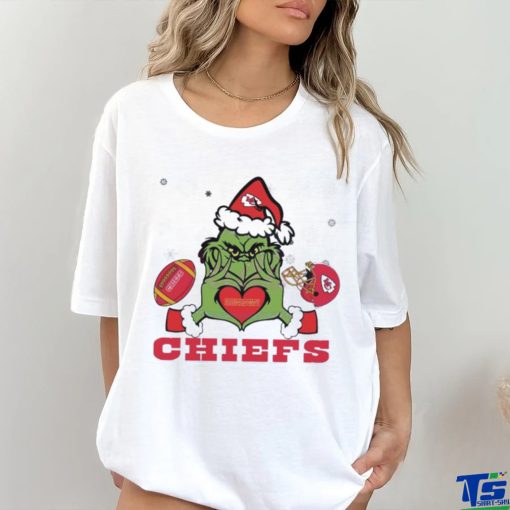Grinch Loves Chiefs Football Helmet Shirt
