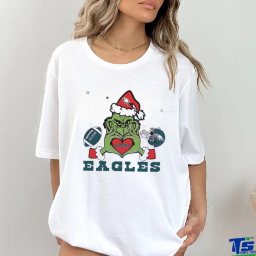 Grinch Loves Eagles Football Helmet Shirt