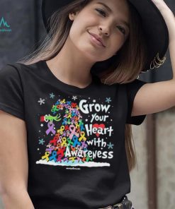 Grinch Santa Hug Cancer Grow Your Heart With Awareness Tree Merry Christmas Shirt