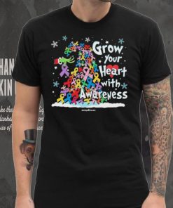 Grinch Santa Hug Cancer Grow Your Heart With Awareness Tree Merry Christmas Shirt