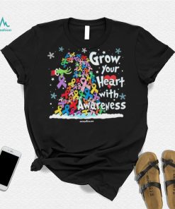 Grinch Santa Hug Cancer Grow Your Heart With Awareness Tree Merry Christmas Shirt