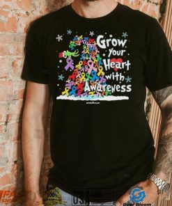 Grinch Santa Hug Cancer Grow Your Heart With Awareness Tree Merry Christmas Shirt