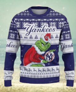 Grinch York Yankees Blue Christmas Ugly Sweater, Yankees Christmas Sweater