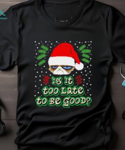 Grumpy cat is it too late to be good shirt, hoodie, sweater, long sleeve and tank top Grumpy cat is it too late to be good shirt