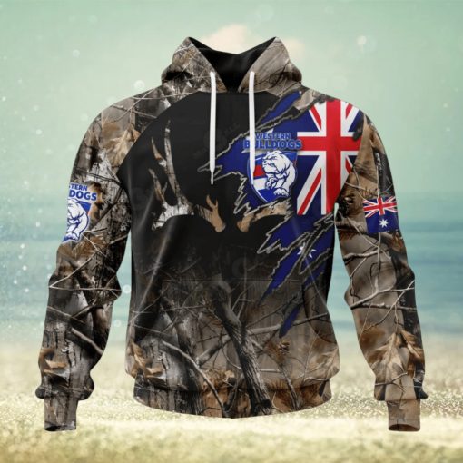 HOT Personalized AFL Western Bulldogs Special Camo Realtree Hunting Hoodie Sweatshirt 3D