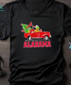 Happy Merry Christmas The Grinch drive a car Alabama Crimson Tide football logo flag gift shirt