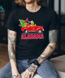 Happy Merry Christmas The Grinch drive a car Alabama Crimson Tide football logo flag gift shirt