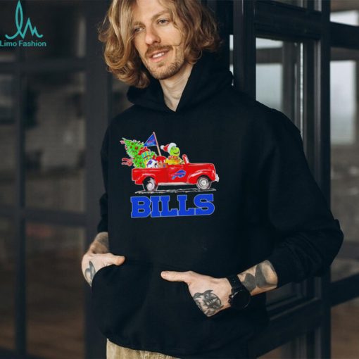 Happy Merry Christmas The Grinch drive a car Buffalo Bills football logo flag gift shirt