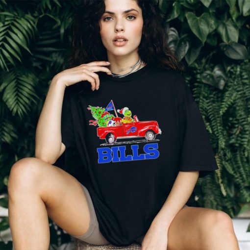 Happy Merry Christmas The Grinch drive a car Buffalo Bills football logo flag gift shirt
