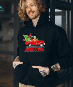 Happy Merry Christmas The Grinch drive a car Louisville Cardinals football logo flag gift shirt