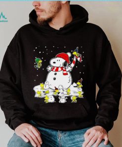 Happy Xmas Snoopy and Woodstock snowman winter cute funny shirt