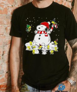Happy Xmas Snoopy and Woodstock snowman winter cute funny shirt