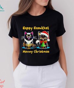 Happy hanukkat meowy Christmas shirt