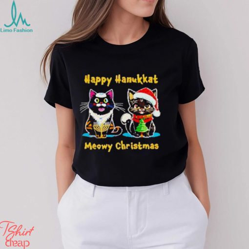 Happy hanukkat meowy Christmas shirt