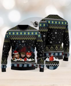 Harry Potter Ron Hermione Friend Cartoon Harry Potter Ugly Christmas Sweater 3D Printed Men And Women Holiday Gift