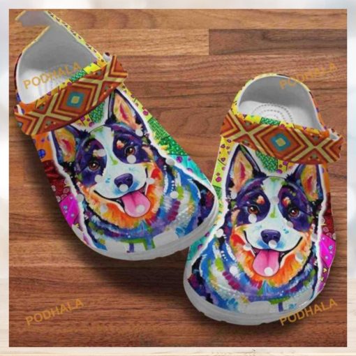 Heeler Dog Watercolor Painting Clog