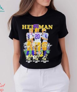 Heisman LSU Tigers Joe Burrow 2019 Billy Cannon 1969 And Jayden Daniels 2023 Signatures T Shirt