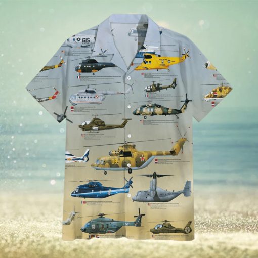 Helicopter Globe Military Collection Hawaiian Shirt