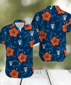 Hibiscus Custom Logo Orange Navy Hawaiian Shirt