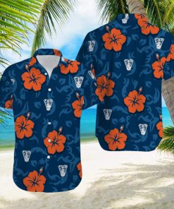 Hibiscus Custom Logo Orange Navy Hawaiian Shirt