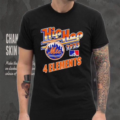Hip hop 1973 New York Mets baseball 4 elements skyline logo shirt