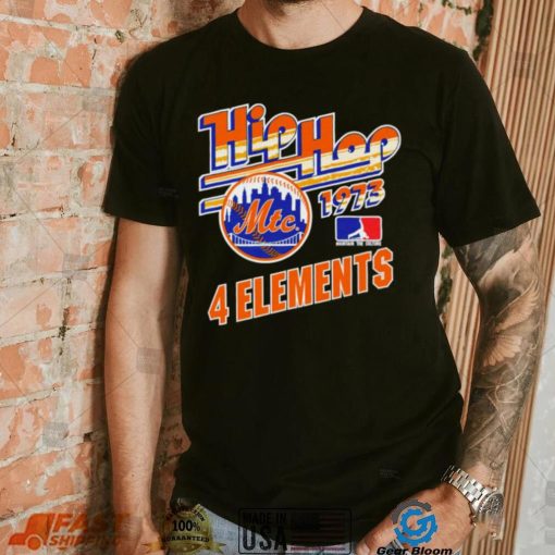 Hip hop 1973 New York Mets baseball 4 elements skyline logo shirt