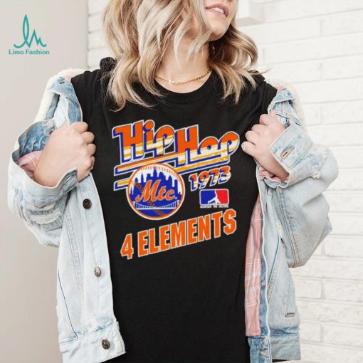 Hip hop 1973 New York Mets baseball 4 elements skyline logo shirt