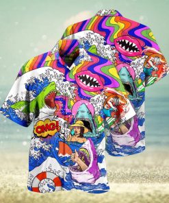 Hippie Shark Hippie Shark And Girl Hawaiian Shirt