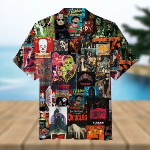 Horror Movie Collage Hawaiian Shirt, Horror Hawaiian Shirt, Horror Character Summer Shirt, Halloween Hawaiian Shirt