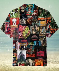 Horror Movie Collage Hawaiian Shirt, Horror Hawaiian Shirt, Horror Character Summer Shirt, Halloween Hawaiian Shirt