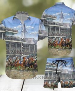 Horse Racing Hawaiian Shirt & Short For Men And Women