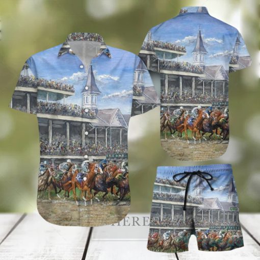 Horse Racing Hawaiian Shirt & Short For Men And Women