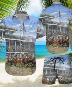 Horse Racing Hawaiian Shirt & Short For Men And Women