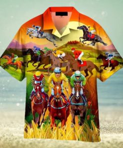 Horses Racing On Pasture Hawaiian Shirt