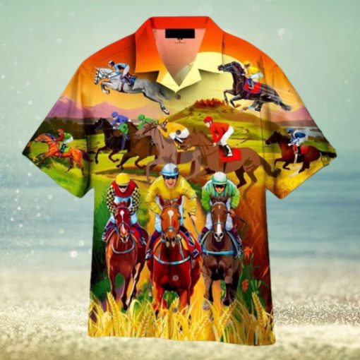 Horses Racing On Pasture Hawaiian Shirt