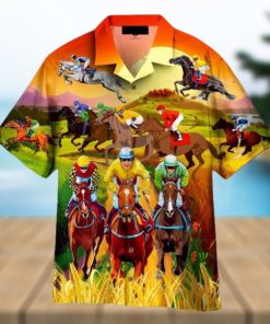 Horses Racing On Pasture Hawaiian Shirt