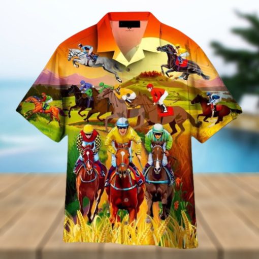 Horses Racing On Pasture Hawaiian Shirt