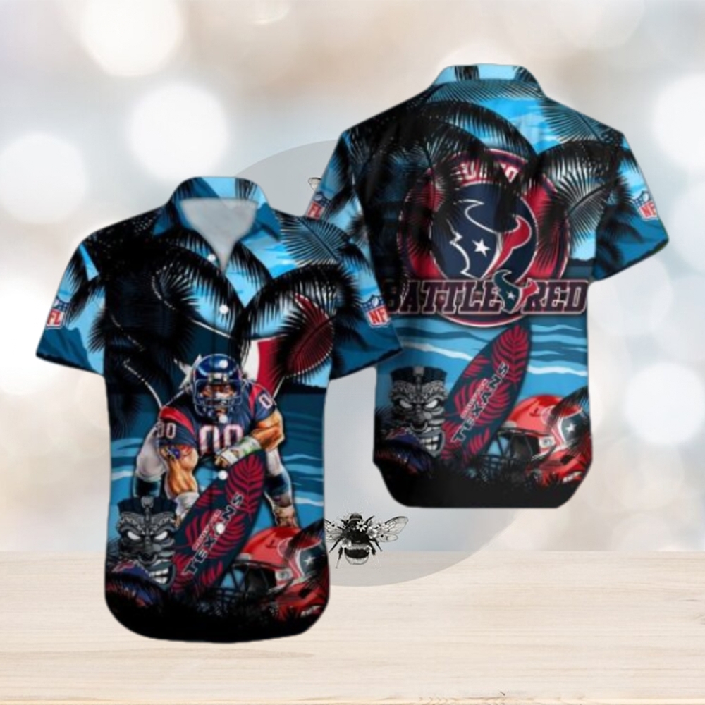 Houston Texans Mascot Design NFL Hawaiian Shirt, Texans Gifts Houston Texans Mascot Design NFL Hawaiian Shirt, Texans Gifts