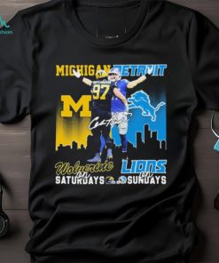 Hutchinson Michigan Wolverines On Saturdays Detroit Lions On Sundays Signatures Shirt, hoodie, sweater, long sleeve and tank top Hutchinson Michigan Wolverines On Saturdays Detroit Lions On Sundays Signatures Shirt