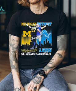 Hutchinson Michigan Wolverines On Saturdays Detroit Lions On Sundays Signatures Shirt, hoodie, sweater, long sleeve and tank top Hutchinson Michigan Wolverines On Saturdays Detroit Lions On Sundays Signatures Shirt