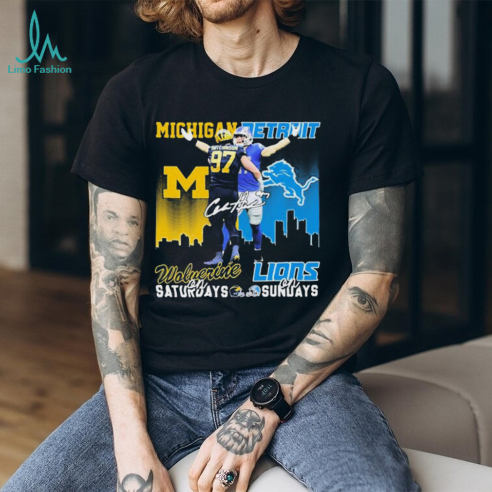 Hutchinson Michigan Wolverines On Saturdays Detroit Lions On Sundays Signatures Shirt Hutchinson Michigan Wolverines On Saturdays Detroit Lions On Sundays Signatures Shirt