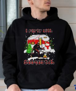 I Party With Sasquatch Bigfoot Camping Sasquatch Believers Snowman Christmas shirt
