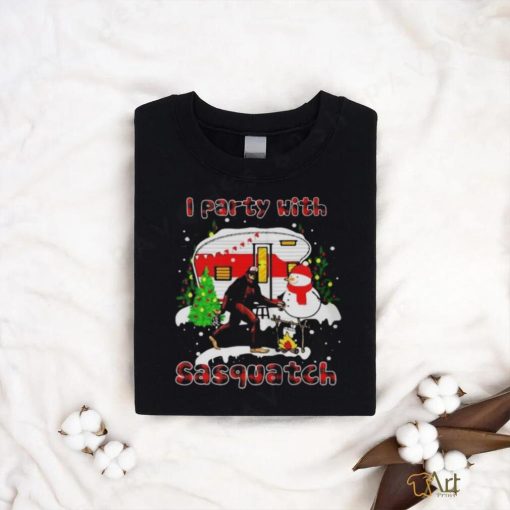 I Party With Sasquatch Bigfoot Camping Sasquatch Believers Snowman Christmas shirt