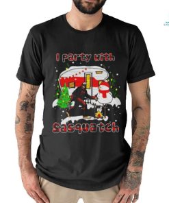I Party With Sasquatch Bigfoot Camping Sasquatch Believers Snowman Christmas shirt
