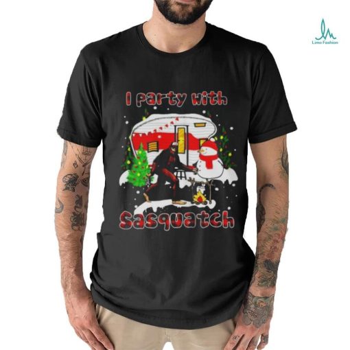 I Party With Sasquatch Bigfoot Camping Sasquatch Believers Snowman Christmas shirt