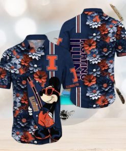Illinois Fighting Illini Hawaiian Shirt Mickey Love Surfing Trending Summer Gift