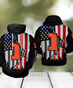 Illinois Fighting Illini NCAA US Flag 3D Printed Hoodie