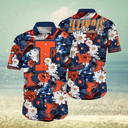 Illinois Fighting Illini NCAA3 Hawaii Shirt Independence Day