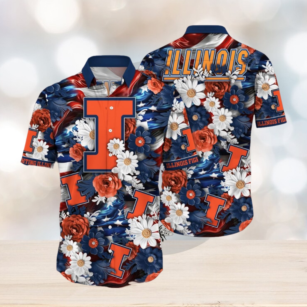 Illinois Fighting Illini NCAA3 Hawaii Shirt Independence Day Illinois Fighting Illini NCAA3 Hawaii Shirt Independence Day