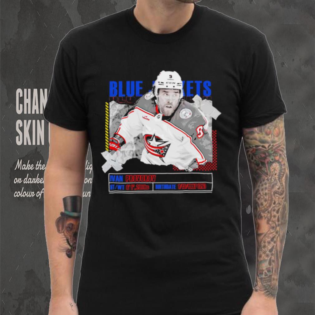 Ivan Provorov Columbus Blue Jackets ice hockey player information paper shirt Ivan Provorov Columbus Blue Jackets ice hockey player information paper shirt